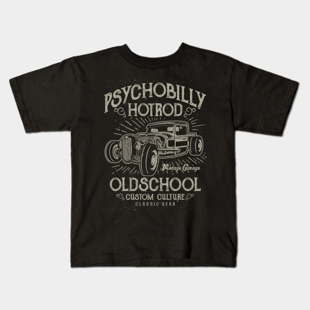 Psychobilly Hot Rod Old School Custom Culture Classic Car Kids T-Shirt by JakeRhodes